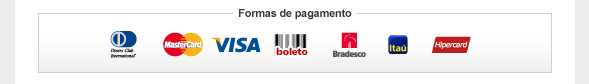 Formas de Pagamento - Diners Club International - MasterCard - Visa - Boleto - Bradesco - Itaú - Hipercard