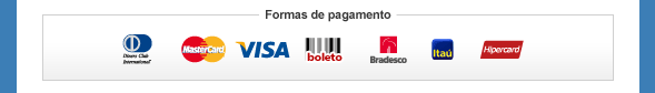 Formas de Pagamento - Diners Club International - MasterCard - Visa - Boleto - Bradesco - Ita&uacute; - Hipercard