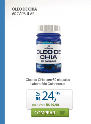 &Oacute;LEO DE CHIA 60 C&Aacute;PSULAS - &Oacute;leo de Chia com 60 c&aacute;psulas Laborat&oacute;rio Catarinense. - 2x R$ 24,95 ou &agrave; vista R$ 49,90 - Comprar
