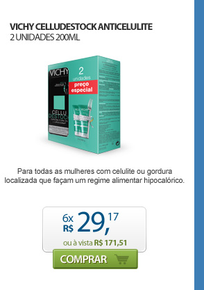 VICHY CELLUDESTOCk ANTICELULITE 2 unidades 200ML - Para todas as mulheres com celulite ou gordura localizada que fa&ccedil;am um regime alimentar hipocal&oacute;rico. - 6x R$ 29,17 ou &agrave; vista R$ 171,51 - Comprar