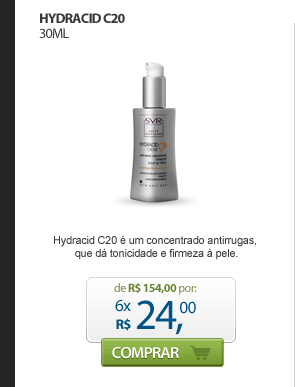HYDRACID C20 30ML - Hydracid C20 &eacute; um concentrado antirrugas, que d&aacute; tonicidade e firmeza &agrave; pele. - de R$ 154,00 por: 6x R$ 24,00 - Comprar