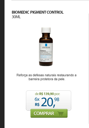 BIOMEDIC PIGMENT CONTROL 30ML - Refor&ccedil;a as defesas naturais restaurando a barreira protetora da pele. - de R$ 139,90 por: 6x R$ 20,98 - Comprar